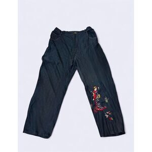 Free Will by Democracy Women’s 1X Embroidered Denim Pants Vintage Style